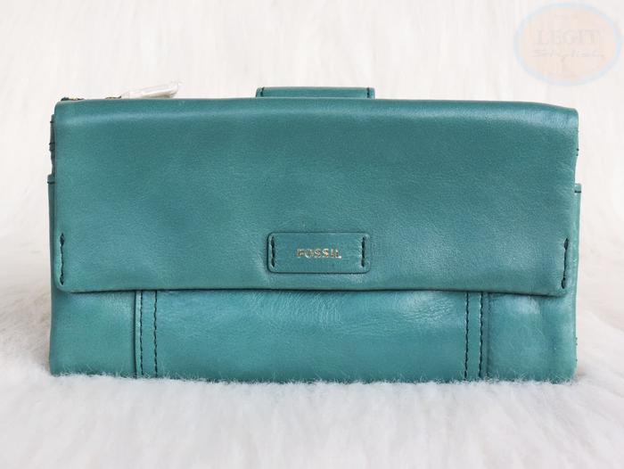 FOSSIL ELLIS CLUTCH TEAL GREEN