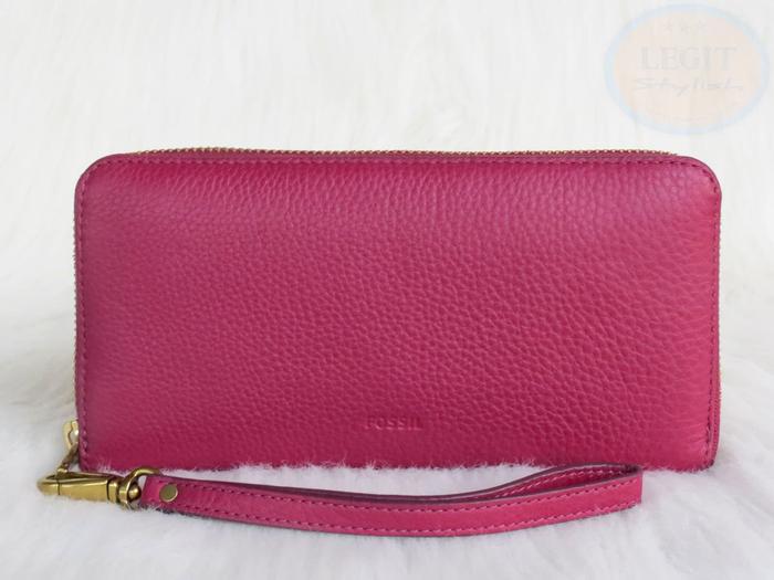 FOSSIL EMMA RFID LG ZIP CLUTCH RASPBERRY WINE