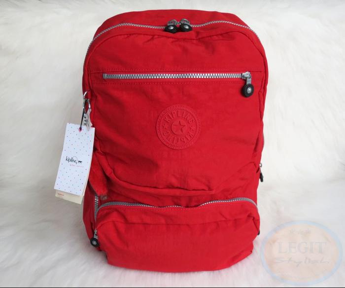 TAS RANSEL ORIGINAL KIPLING LARGE DAWSON CHERRY LAPTOP BACKPACK