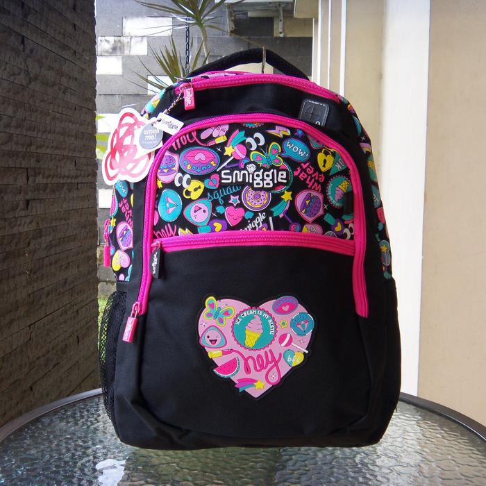 Smiggle Backpack Heart Black