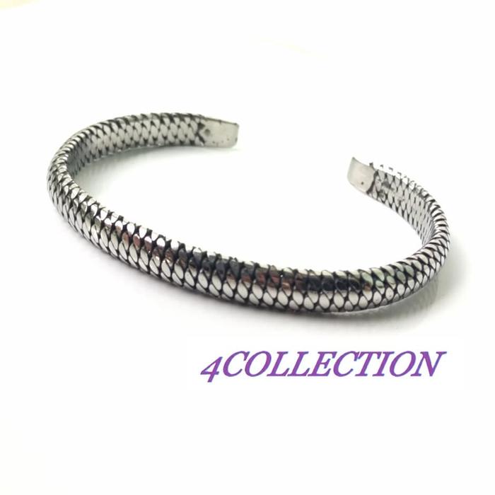 gelang monel slim pria wanita khas kerajinan  jepara Putih Stainless