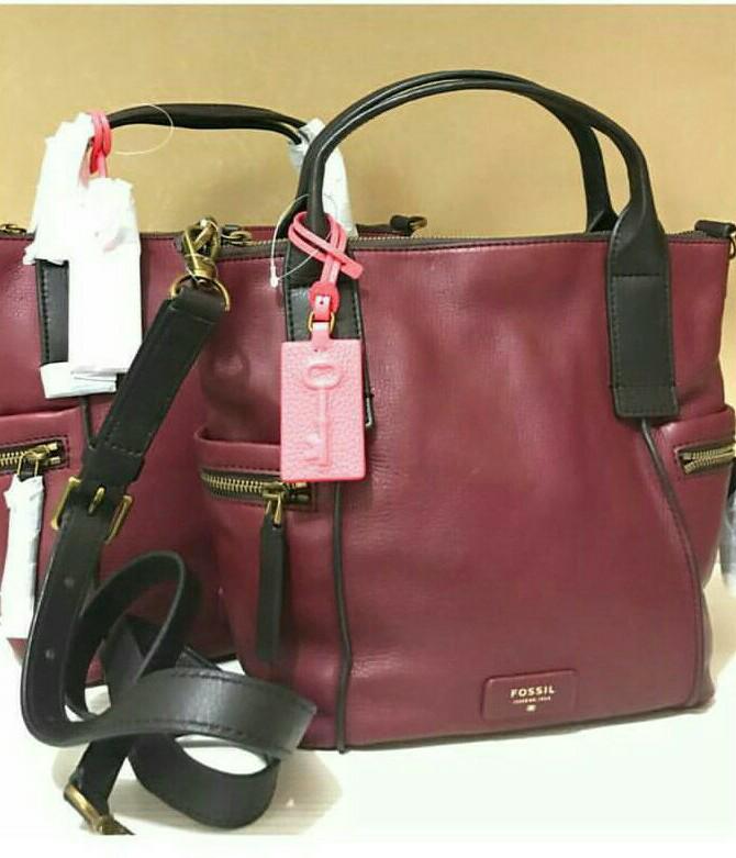 Ready Fossil Emerson Satchel Wine Medium