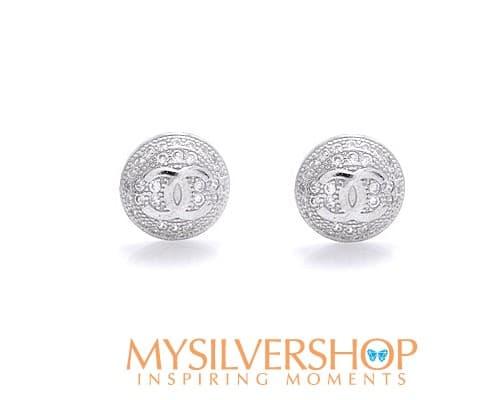 Giwang CHANEL CIRCLO SILVER 925 Berlapis Emas Putih