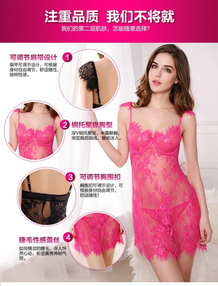 JXO97P Red Lingerie Shoulder lace Baju Tidur Wanita Bahu Renda seksi