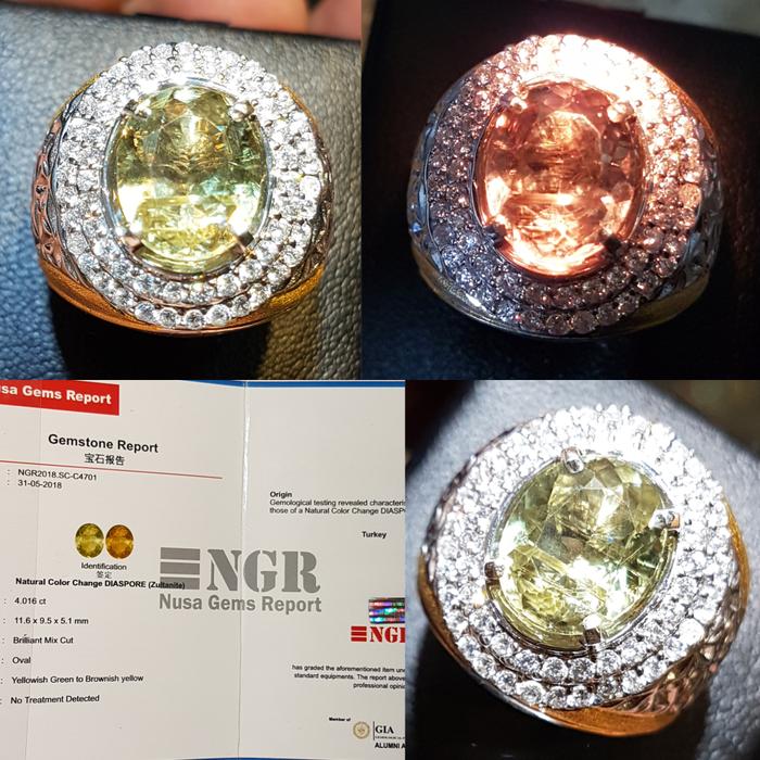 Batu Color Change Diaspore Zultanite Turkey Sertifikat 4.016 crt