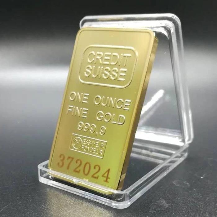 Replika emas batangan Credit suisse koin 1 Oz 50mm x 28mm 24 k