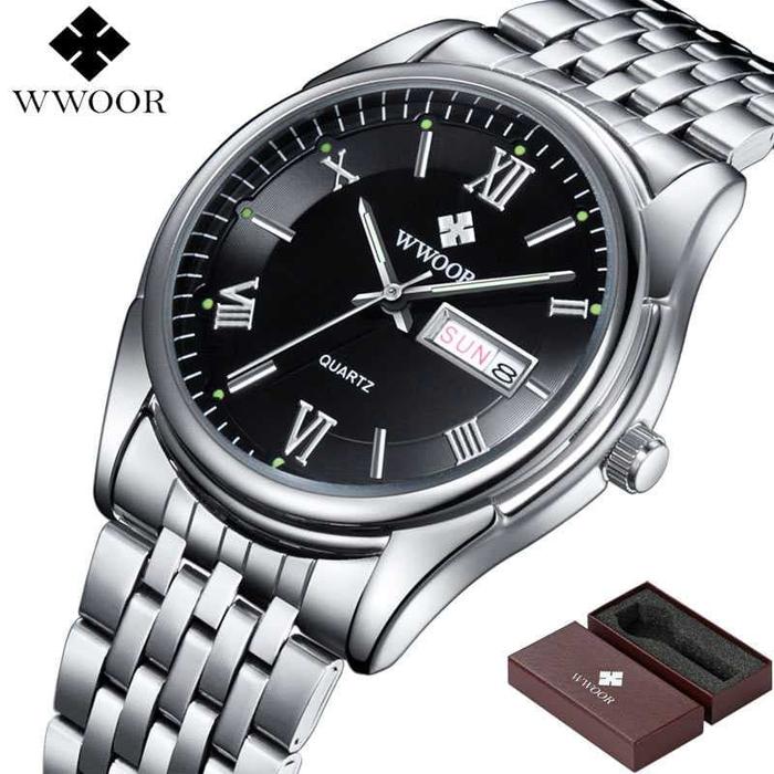 WWOR Jam Tangan Analog Pria - 8802 - Silver Black