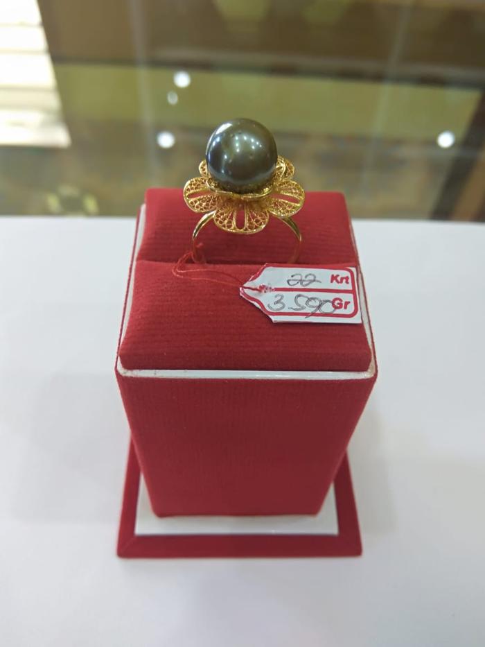 Cincin emas mutiara laut asli lombok , mutiara lombok asli , emas