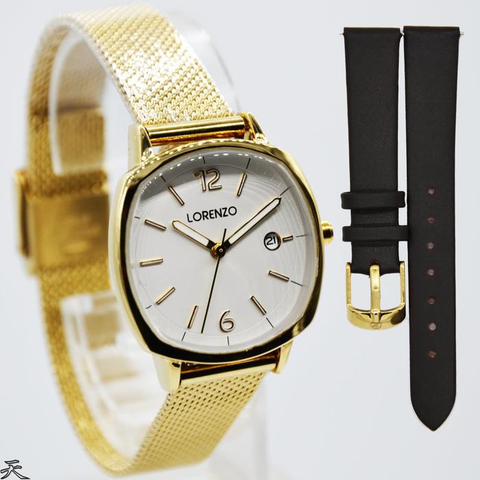 Jam Tangan Wanita Lorenzo 1030 Rose/Gold Freetali Original Garansi 1Th