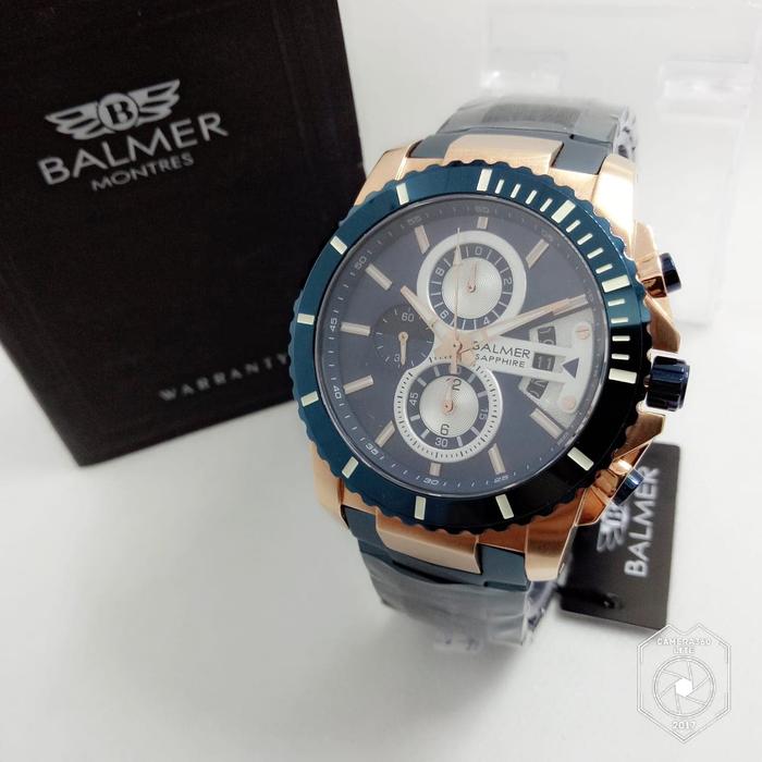 Jam tangan Balmer 7980 Biru Rs Gold Pria