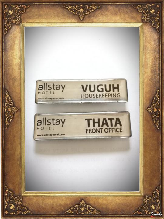 Name Tag Stainless Etching Lapisan Resin