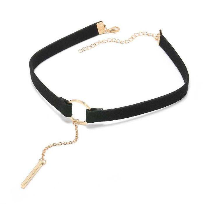 Kalung Choker Wanita Pendant - Hitam Emas