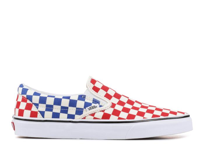 VANS CLASSIC SLIP-ON CHECKERBOARD RED BLUE ORIGINAL