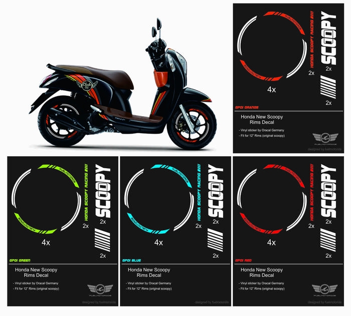 Set Sticker Velg Honda New Scoopy 12inch Rim Stripes Racing