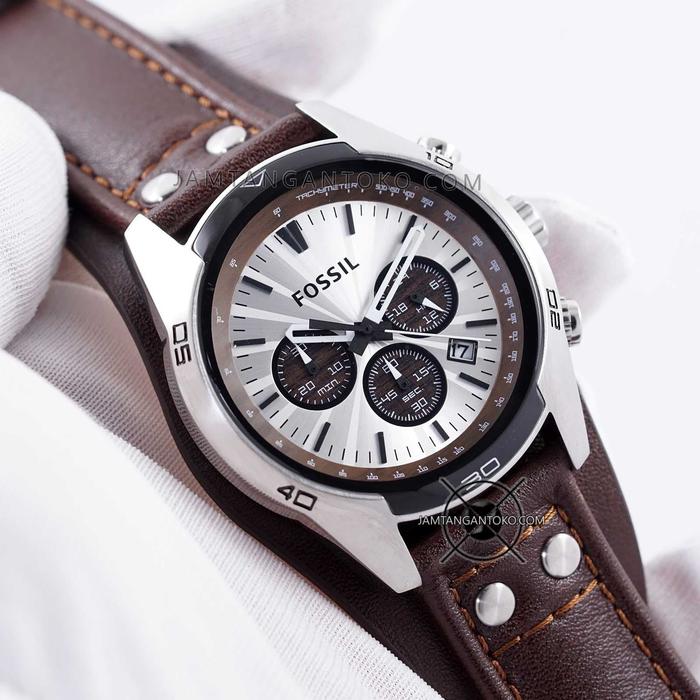 Jam Tangan Fossil Pria Coachman CH2565 Original Coklat Dial Putih