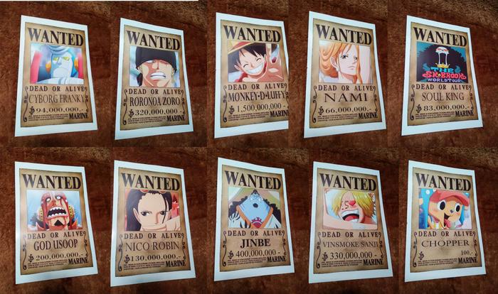 Poster Bounty Kru Straw Hat Luffy One Piece 1 Set