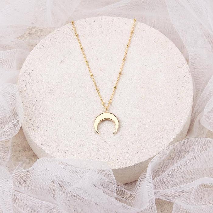 Kalung Emas Asli Tengahan Model Bulan /Kalung Nama /Kalung Couple Kado