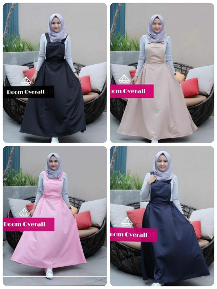 kelly overall long skirt/rok kodok panjang muslim/rok bertali remaja