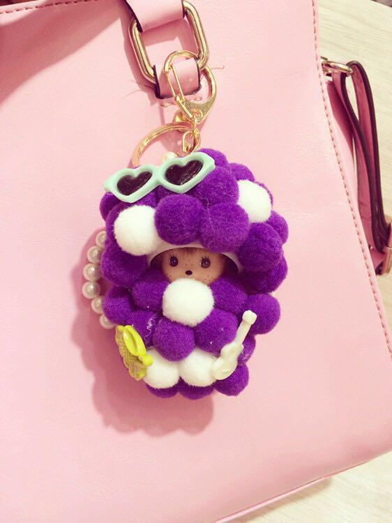 Gantungan Tas Gantungan Kunci Monchichi Pom Pom
