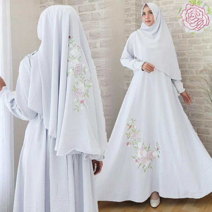 Syari Bergo Mayra Lavenia Putih / Gamis Pakaian Muslim Wanita