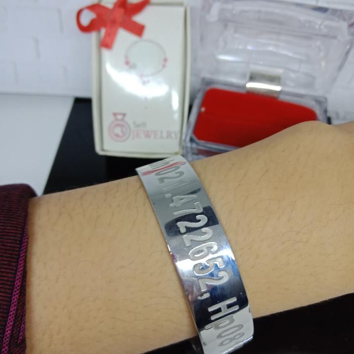 Gelang Nama Monel Asli Ukir Grafir/Gelang Pria /Gelang Emas Asli Unik