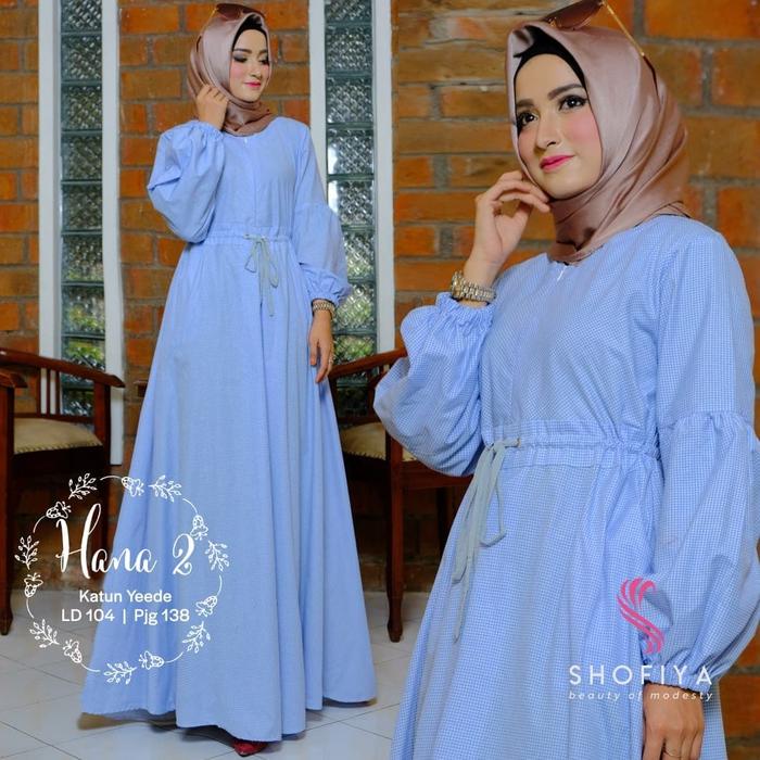 gamis hana2 motif kotak-kotak cantik maxi longdres ori by shofiya