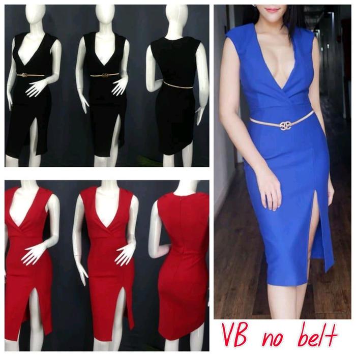 MidiDress vb biru Hitam Import - dress sexy bodycon dj007