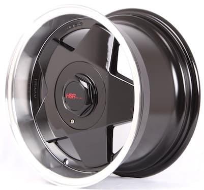 Velg Mobil Ring 15 HSR AACHEN Lebar Celong 7/8 Hole 4 Hitam Lips