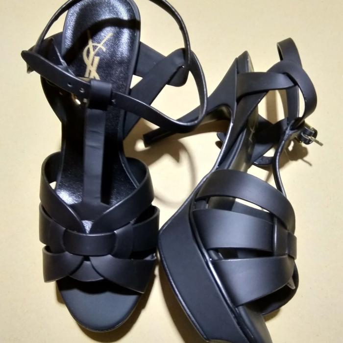 YSL YVES SAINT LAURENT LEATHER TRIBUTE SANDAL HEEL NEW