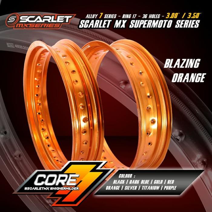 Velg Supermoto Scarlet MT Orange 350/17 - 300/17 Hole 36 Not TK Rossi