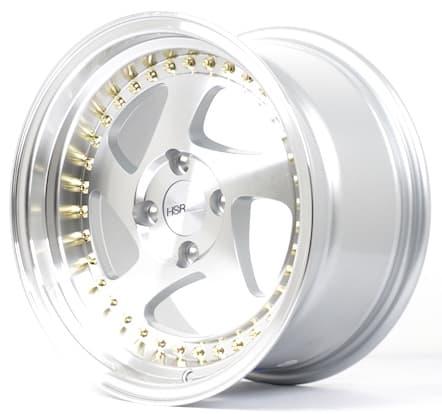 Velg Mobil Ring 15 HSR WAVE Lebar Celong 7/8 Lubang Baut 4 Silver Lips