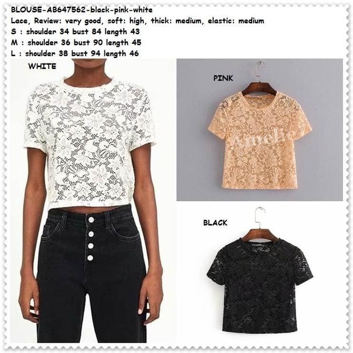 Baju Outer Lace Brokat Brukat Blouse Korea Import AB647562 Hitam Putih