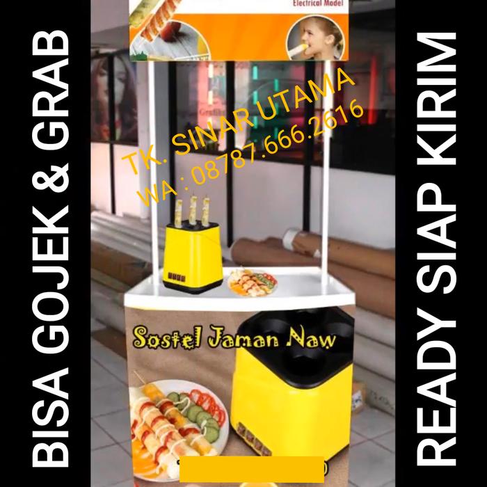 STAND SOSTEL SOSIS TELUR BOOTH MEJA LIPAT ETALASE GEROBAK ROMBONG