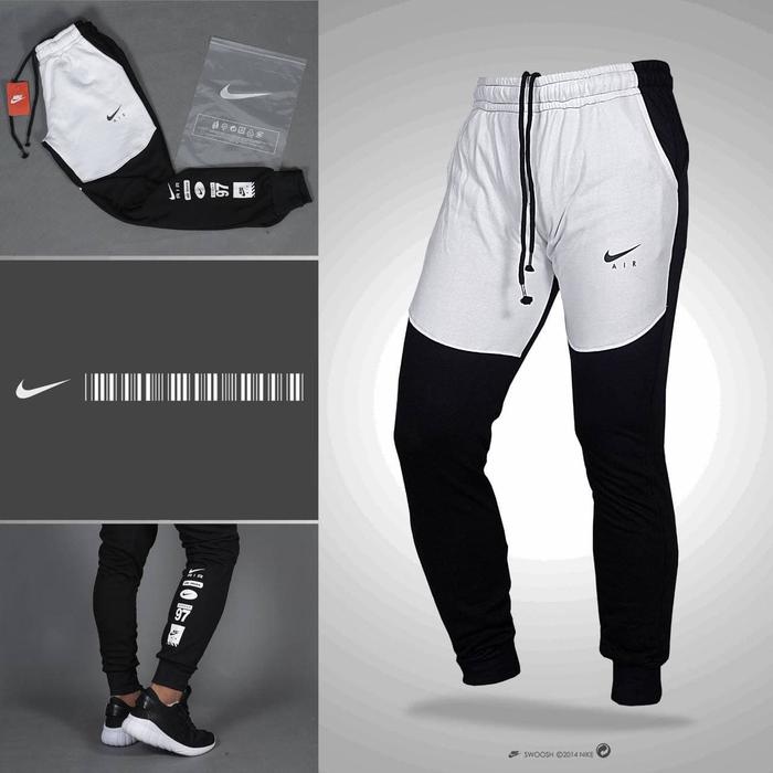 NIKE AIR HYBRID JOGGER PANTS WHITE x BLACK GRADE ORI / CELANA JOGER