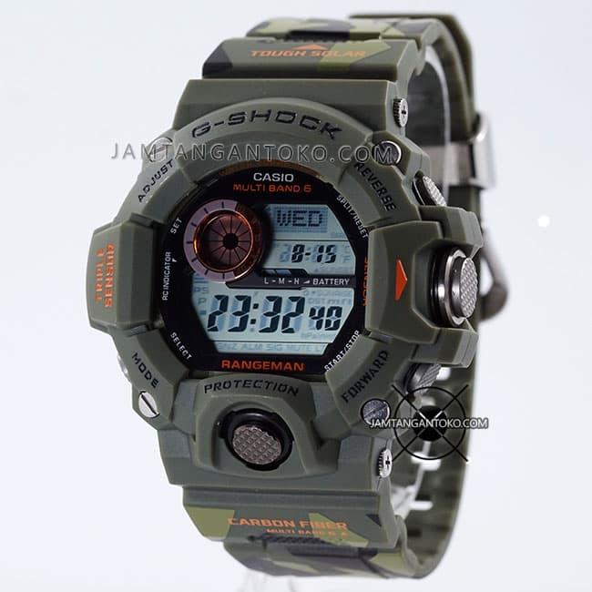 G Shock Rangeman Ori Bm GW-9400 Loreng Camo Hijau Army GW-9400CMJ-3