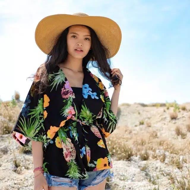 Baju Outer/Cardigan/Outwear Pantai Bali Tropical Pineapple-Floral Cardigan Flowers/Forest/Hawaii/Bun
