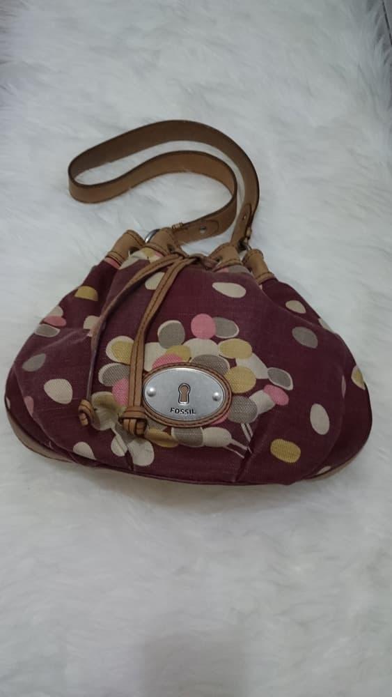 TAS PRELOVED/SECOND FOSSIL ORIGINAL MADDOX DRAWSTRING FLOWER SIZE L