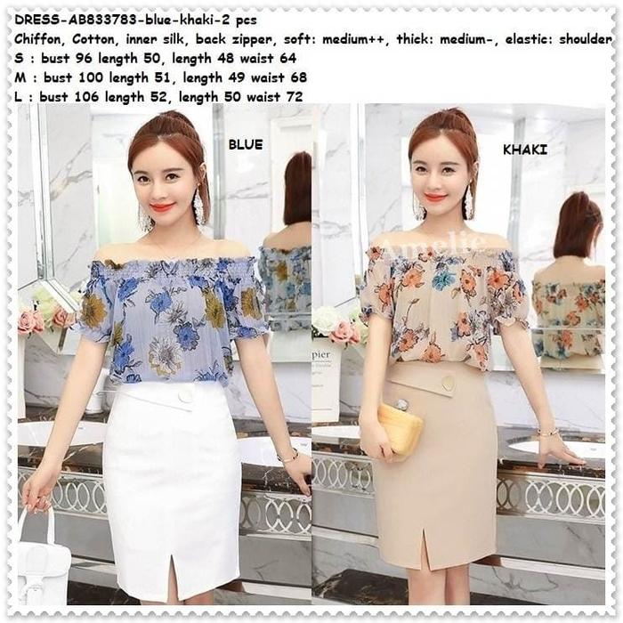 Setelan Baju Sabrina Rok Mini Dress Pesta Wanita Korea Import AB833783