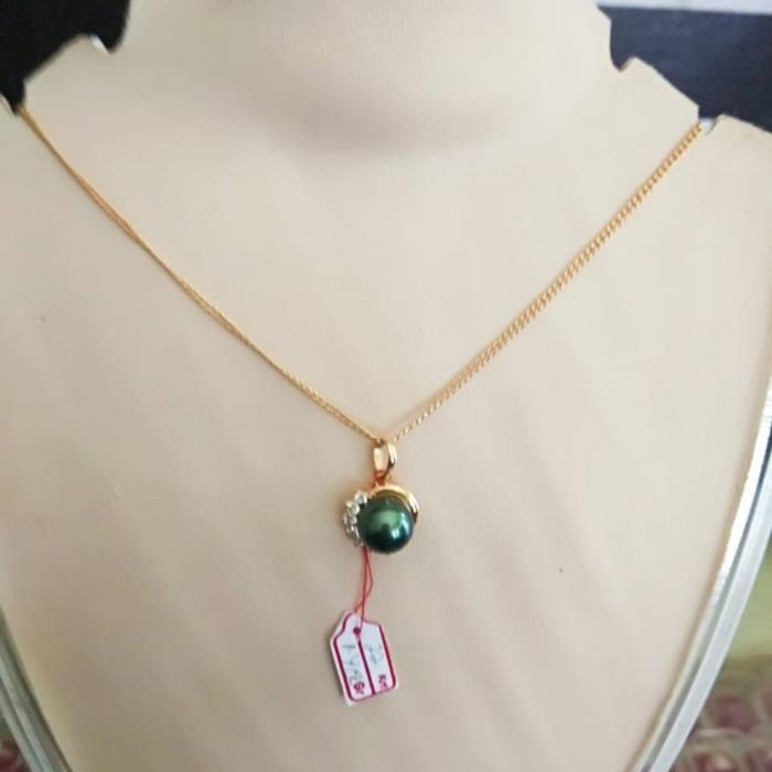 Kalung emas 22 karat mutiara laut asli lombok , mutiara laut lombok