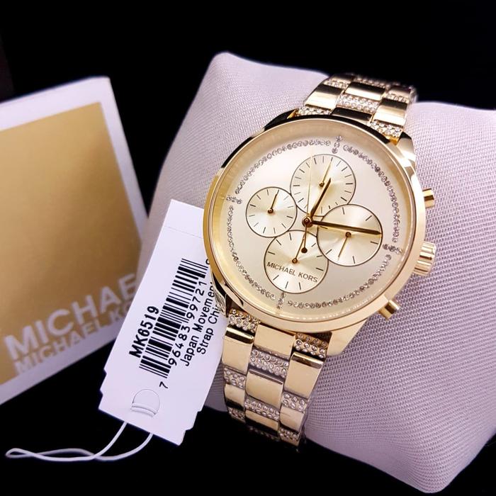 Jam Tangan Wanita Michael Kors Slater Pave MK6519 Diamond GOLD Steel