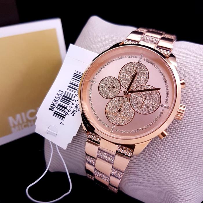 Jam Tangan Wanita Michael Kors Slater Pave MK6553 Diamond ROSEGOLD