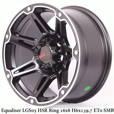 Velg Mobil Ring 16 HSR EQUALISER Lubang Baut 6 Hitam Pelek Offroad