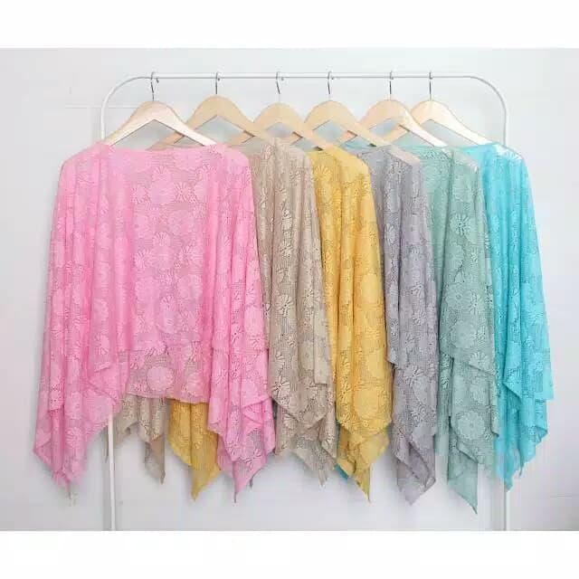 CAPE BRUKAT KARINA Baju Wanita Cardi Cardigan Batwing Brokat XXL