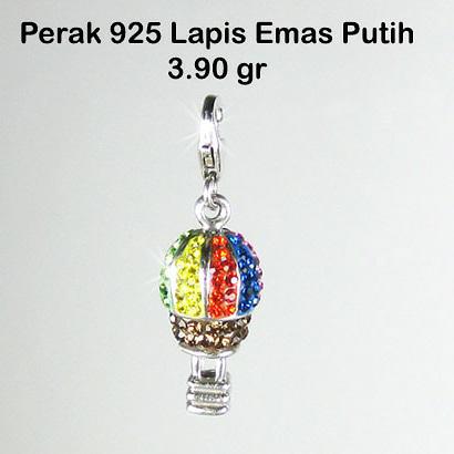 Liontin warna-warni bentuk balon udara. Bahan perak lapis emas putih P