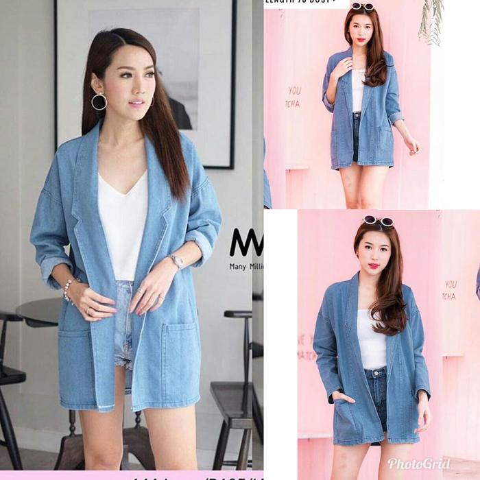 BLAZER GHEA DENIM JUMBO XL Dark Denim Light Denim Cardi Cardigan XL