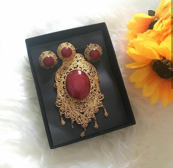 SET BROS ALPAKA AKSESORIS KEBAYA BALI (MATA BROS MERAH) BA 40