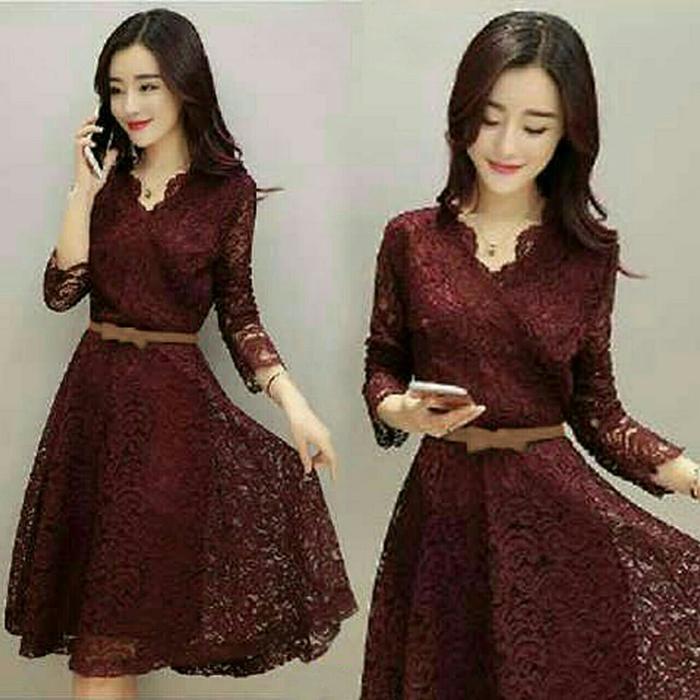 DRS SHABBY Baju Wanita Dress Rok Brukat