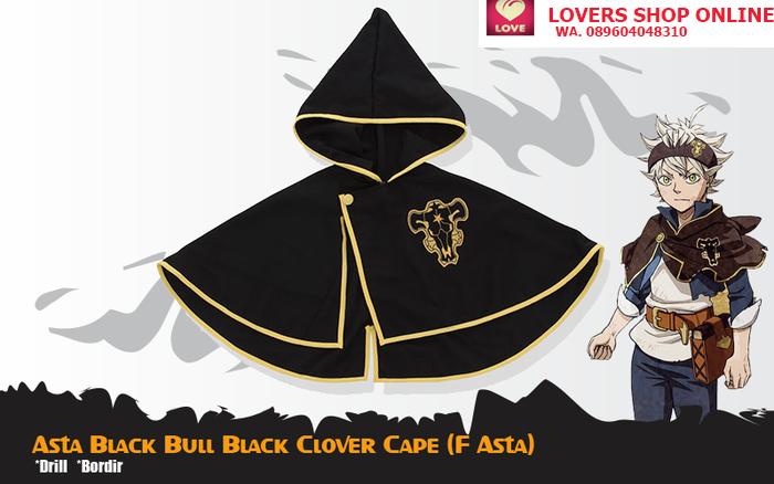 Jubah Cloak Anime Black Clover Black Bull Squad Asta Cape Hitam F ASTA