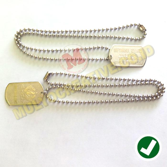 Kalung Nama ID Tag - Kalung Militer 60 cm - Kalung Dog Tag Custom Nama