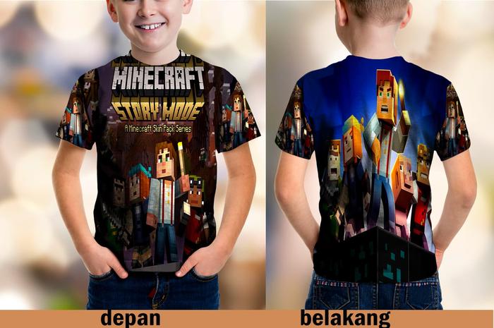 kaos baju tshirt anak minecraft story mode